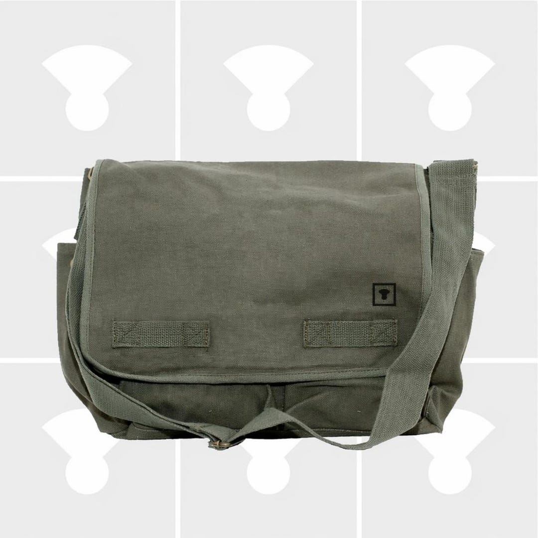 Green Canvas Messenger Bag | Personalized 17 Inch Laptop Satchel