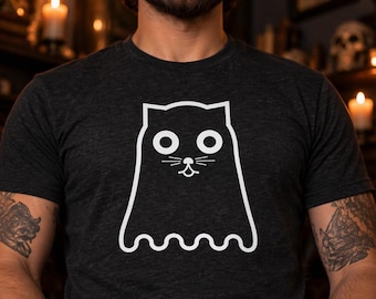 ゴーストキャットTシャツ｜暗闇で光るハロウィンシャツ