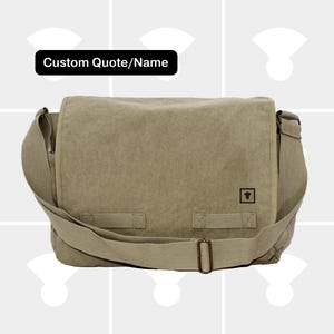 パーソナライズされたカーキキャンバスラップトップメッセンジャーバッグ（17インチ）