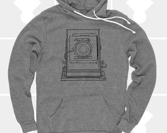 Field Camera Hoodie | Hand Drawn Photography Sweatshirt | Photographer Gift | Unisex Pullover