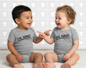 Mountain Biker In-Training Baby Bodysuit, Funny Biking Gift, Custom Name Personalized Newborn Shower Present
