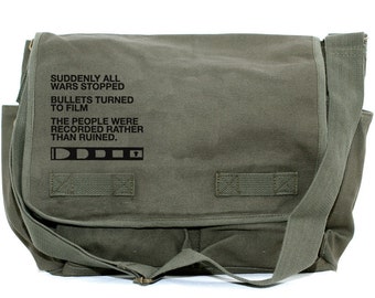 Messenger Bag, Film v. Bullet, Crossbody Bag, Large Canvas Bag, Laptop Bag, Men's Messenger Bag, Women's Messenger Bag, Camera Bag, Quote