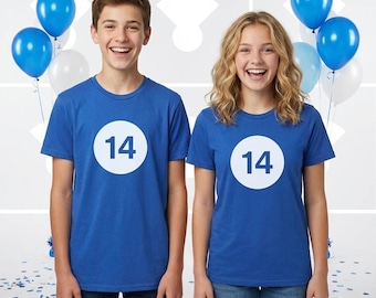 14th Birthday Shirt, Personalized Teen Apparel, Custom Name 14 Year Old Party Gift