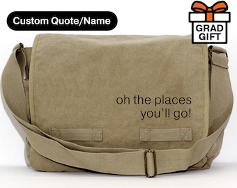 Design Your Own Personalized Messenger Bag for Graduation Timeless Canvas Messenger Bag Custom Printed for You Etsy