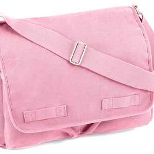 Pink Canvas Messenger Bag Bridesmaid Bag Canvas Messenger Bag Women's Messenger Bag Personalized Bag Pink