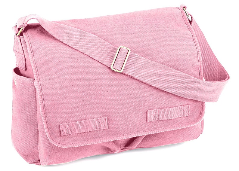 Pink Canvas Messenger Bag Bridesmaid Bag Canvas Messenger Bag Women's Messenger Bag Personalized Bag Pink