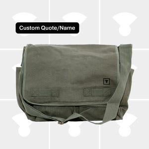 Personalized Olive Green Canvas Laptop Messenger Bag (17-inch)