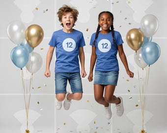 12th Birthday Gift, Glow-in-the-Dark Twelfth Birthday Shirt, Personalized Custom Name Youth Tee