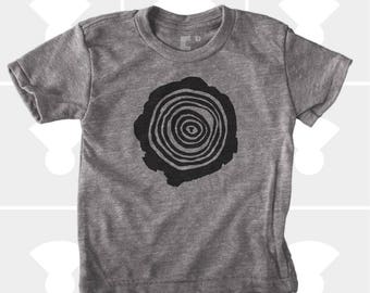 Youth Tree Rings T-Shirt Hand Screen Printed | Kids Tee | Nature Lover Gift for Children