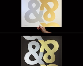 Ampersand Art Print, Screenprint, Print, Office, Modern Home Decor, Wall Art, Typographic Print, Metallic, Gold, Silver, Typography Print,