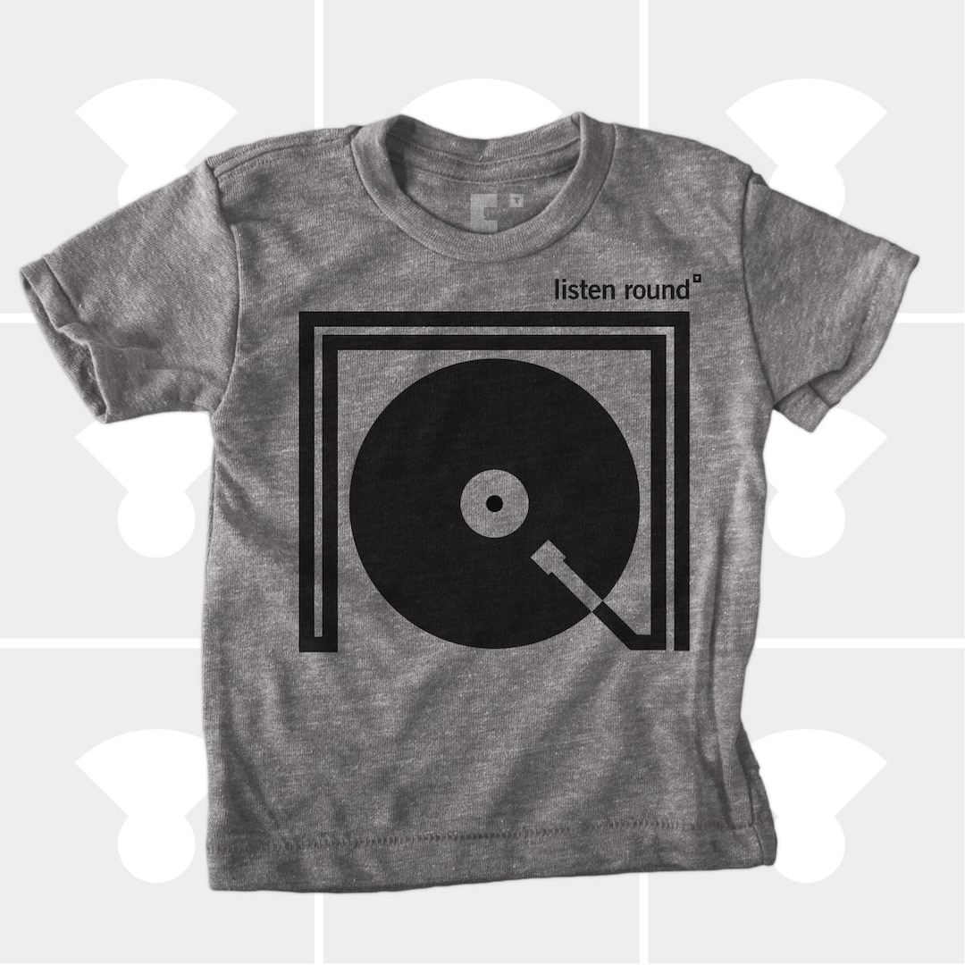 Turntable Record Player Shirt Listen Round, Boys Girls Clothing 