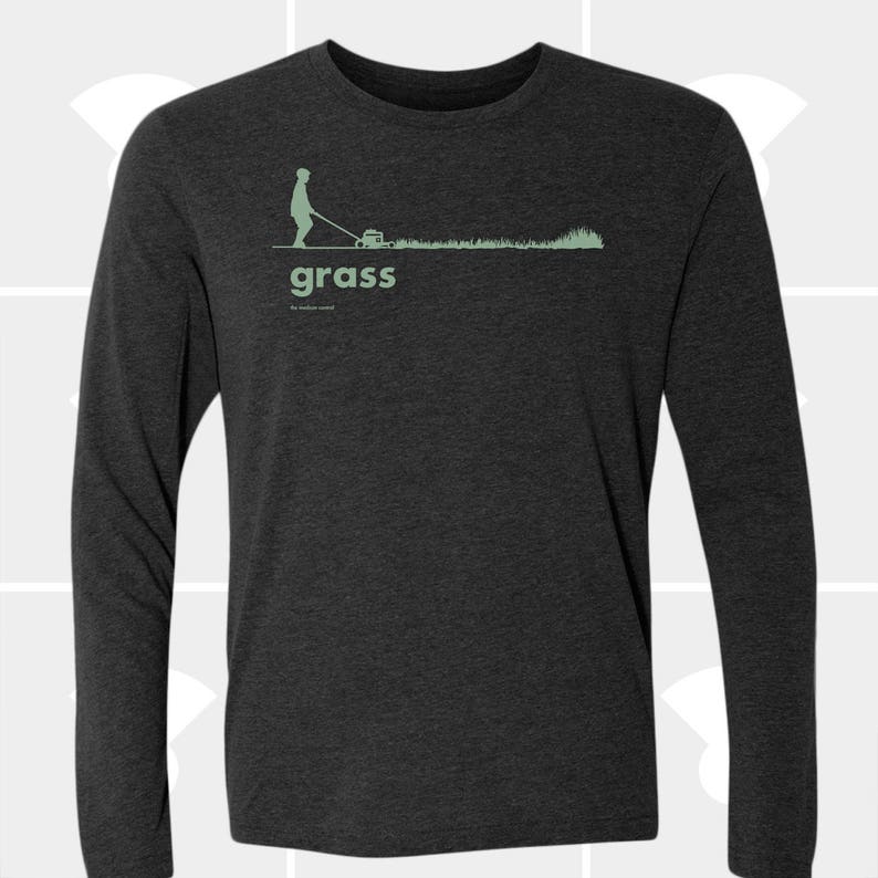 Lawn Mower, Grass, Long Sleeve T Shirt, Gift for Dad, Brother, Son, Funny Shirt, Men's Shirt, Women's Clothing, Lawnmower image 1