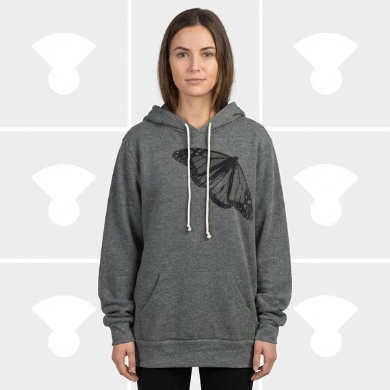 Monarch Butterfly Hoodie, Mother’s Day Gift, Detailed Botanical Pullover, Nature Mom Garden Sweatshirt