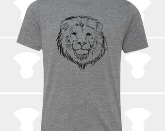Hand Drawn Lion Face T-Shirt Kids |  Safari Animal Graphic Tee | Roar Youth Gift