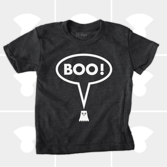 Halloween: Boo! Ghost Cat Shirt, Halloween Cat TShirt, Kids Halloween Shirt- Glow in the Dark
