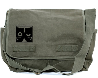 Dueling Sleepy & Awake Cats Messenger Bag Large Crossbody