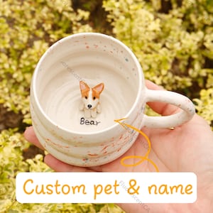Custom 300ml Mug With Dog,Special Coffee Cat Mug,Coffee Mug,Handpainted Peekaboo Espresso Mug,Pet Lover Gift,Dog Hidden inside Coffee Mug