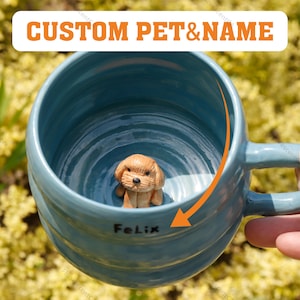Custom 300ml Mug With Dog,Special Coffee Cat Mug,Coffee Mug,Handpainted Peekaboo Espresso Mug,Pet Lover Gift,Dog Hidden inside Coffee Mug