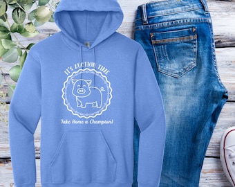 Pig Auction Time, 4H Club Sweatshirt, County Fair Attire Unisex Heavy Blend™ Hooded Sweatshirt