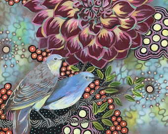 Archival Print on Wood "Mountain Bluebirds #3"