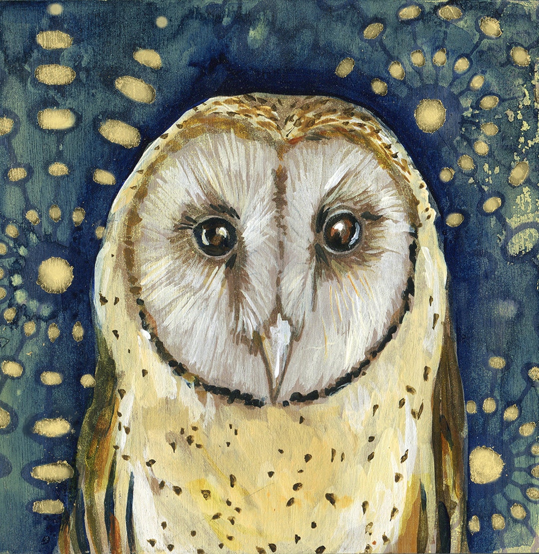 Barn Owl Archival Print on Wood Etsy