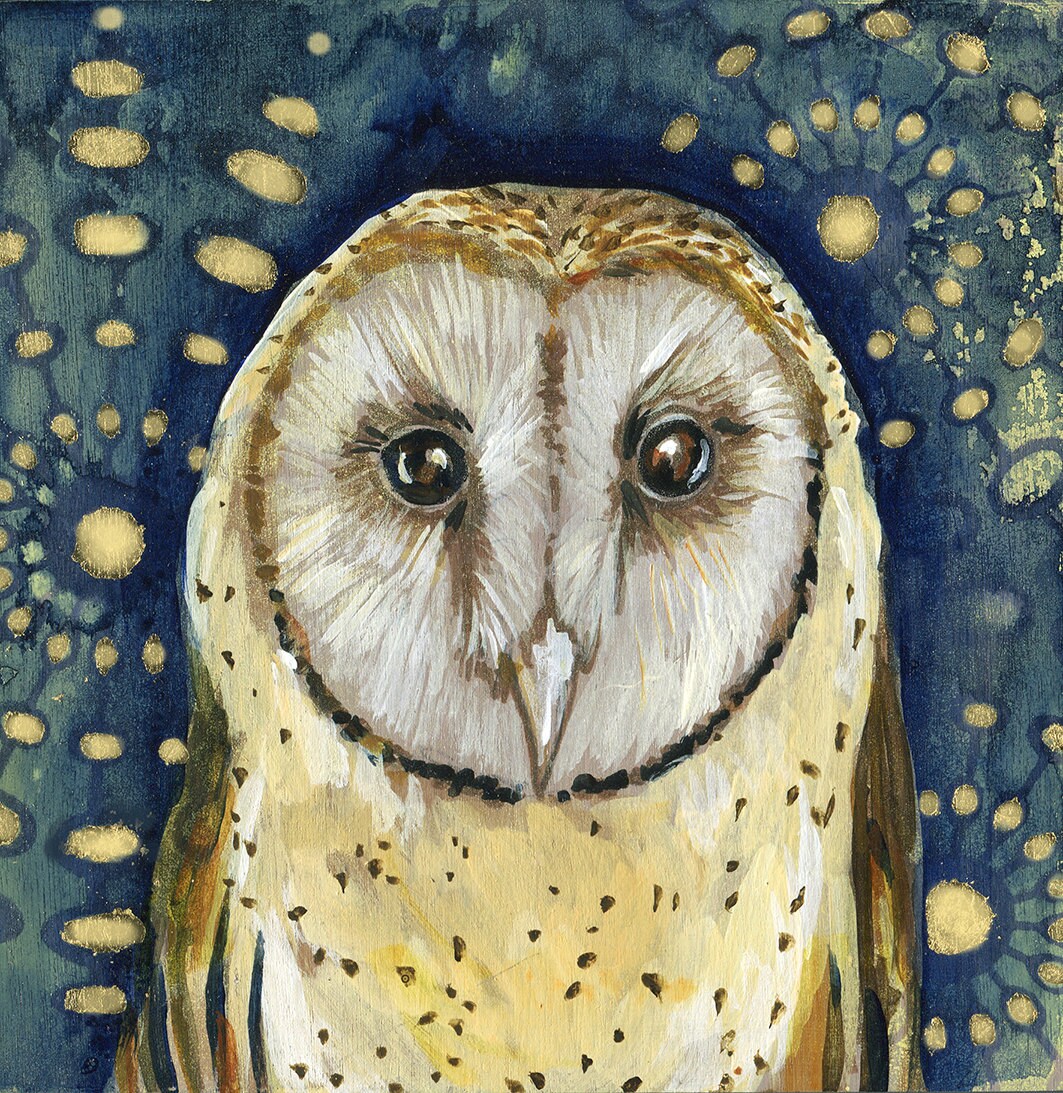 Barn Owl Archival Print on Wood - Etsy