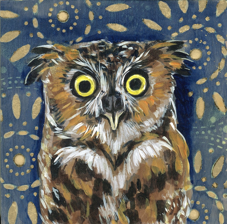 Owl Archival Print on Wood