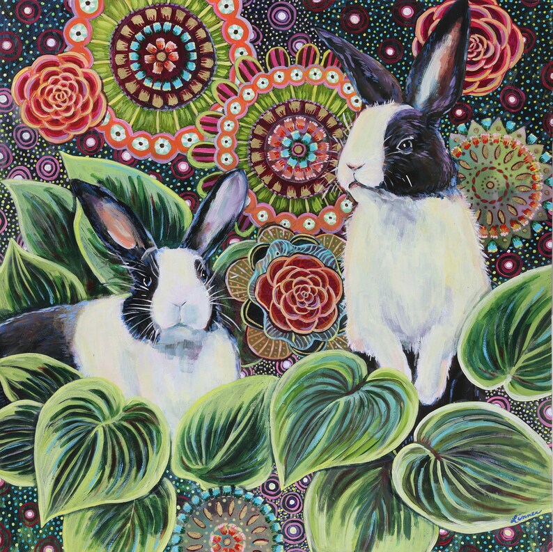 Archival Print on Wood dream Rabbits Etsy