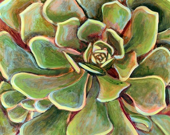 Succulent print on wood