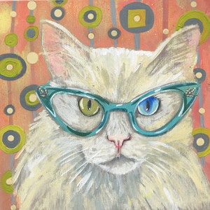 Archival Print on Wood Cat Eye Cat 3 image 1