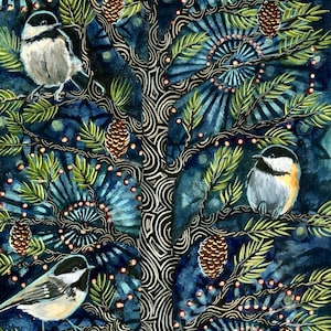 8x10 Archival Print on Panel "Three Chickadees”