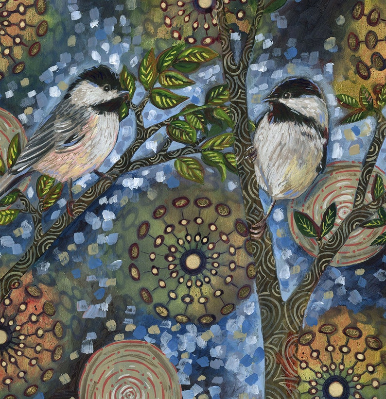 Archival Print on Wood night Birds 1 Etsy