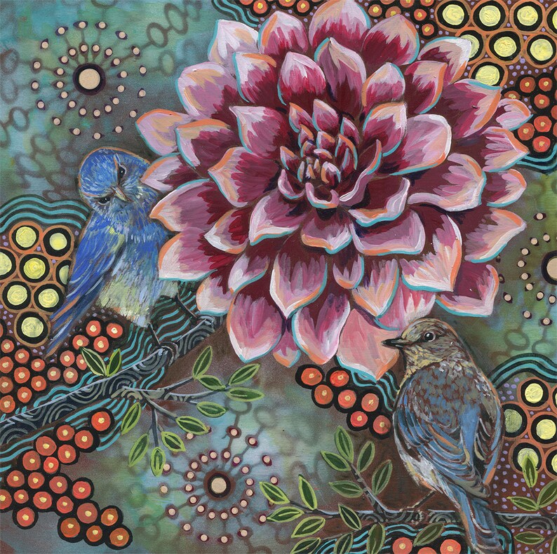 Archival Print on Wood mountain Bluebirds 2 Etsy