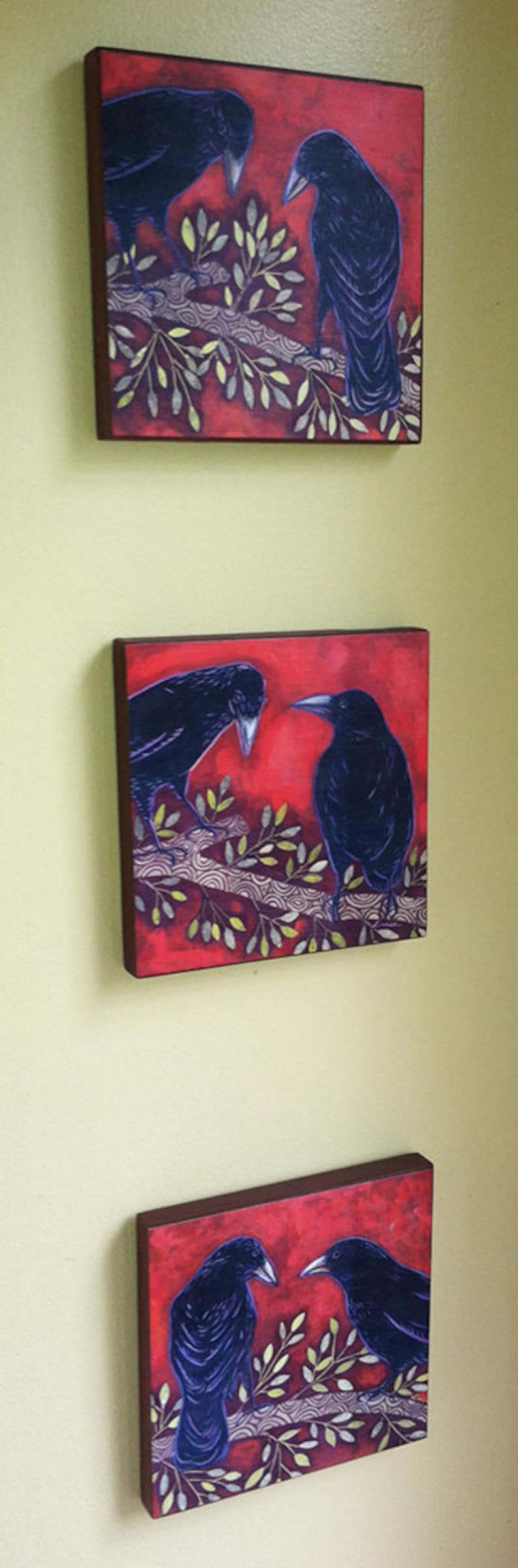 Two Ravens Archival Print on Wood Etsy