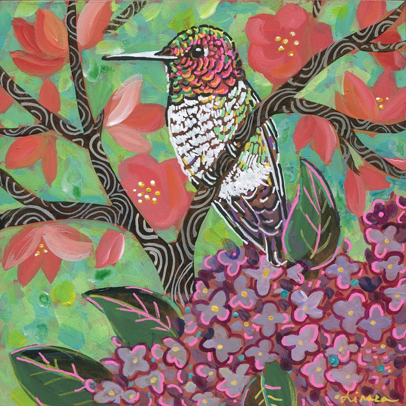 Archival Print on Wood spring Hummingbird 2 Etsy
