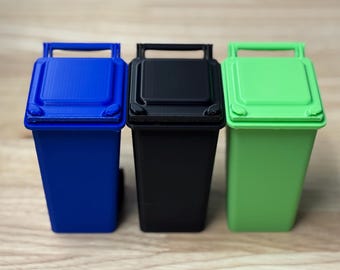 1/10 Scale Trash Can Mini Garbage Bin with Hinged Lid