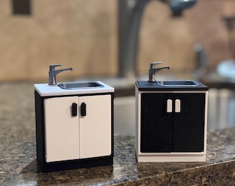 1:12 Scale Modern Dollhouse Kitchen Sink Cabinet