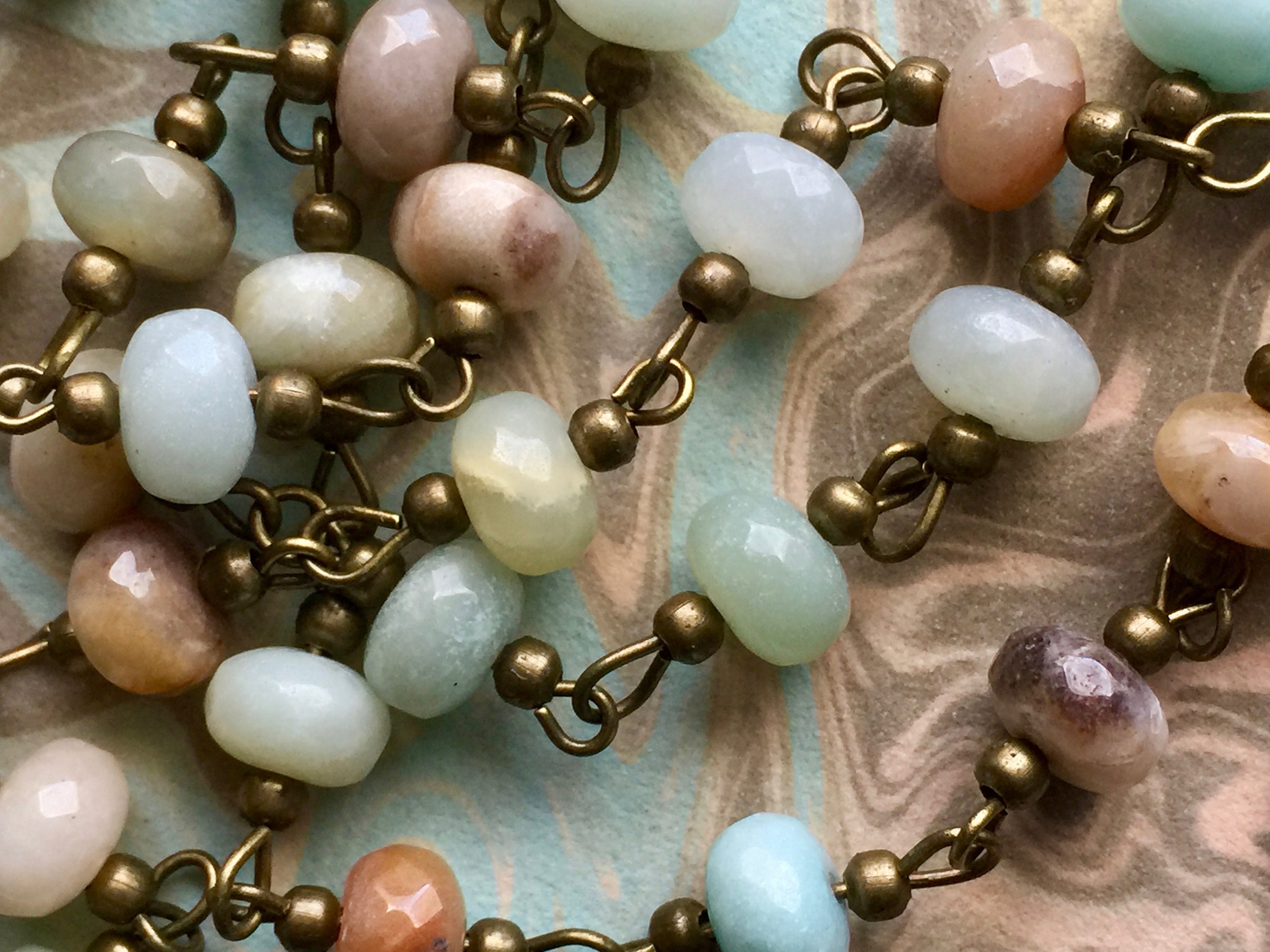 ONE METER Natural Faceted Amazonite 5x8mm Abacus Beads Rosary Necklac…