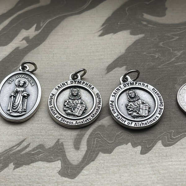 5 Pcs St Dymphna Medal Patron Saint of Emotional and Neurological Disorders Medals-Choose from 1 Inch Oval Medal or 3/4 inch Round Medal