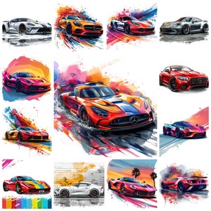60 Sportwagen PNG Clipart Sammlung, Hochgeschwindigkeitswagendesign, Luxussportwagen transparente BG Illustration, Rennwagen Clipart, kommerzielle Nutzung