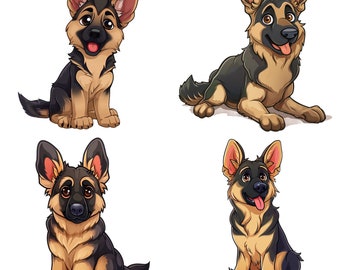 漫画のジャーマンシェパード犬のPNGクリップアート、42のシェパード