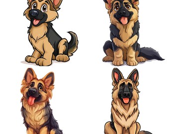 漫画のジャーマンシェパード犬のPNGクリップアート、42のシェパード