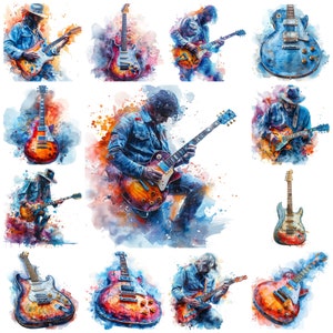 37 elektrische gitaar PNG-clipart, aquarel rockgitarist illustratie, afbeelding muziekinstrument, beste gitarist, commercieel gebruik