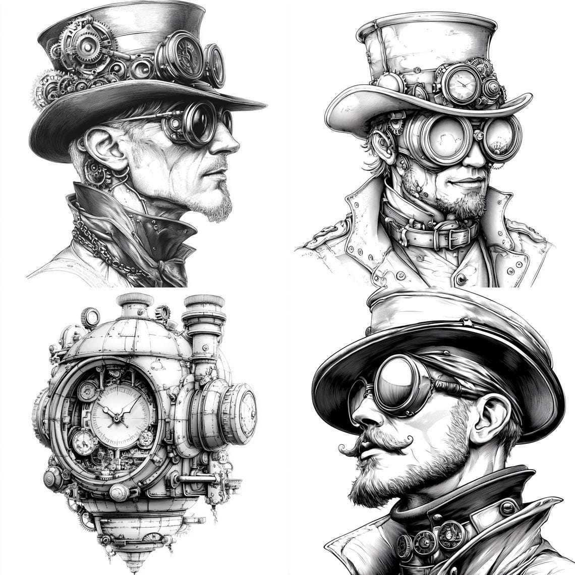 Steampunk Line Texture 32 Steampunk Line Art PNG Clipart Bundle, Abstract Line Art Sublimation ...