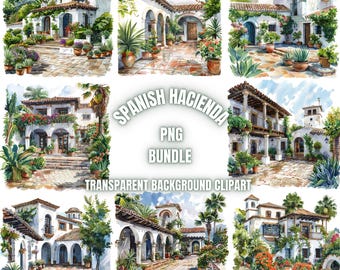 Spanish Hacienda PNG Clipart Bundle, Traditional Spanish House