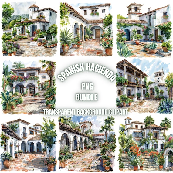 Spanish Hacienda PNG Clipart Bundle, Traditional Spanish House