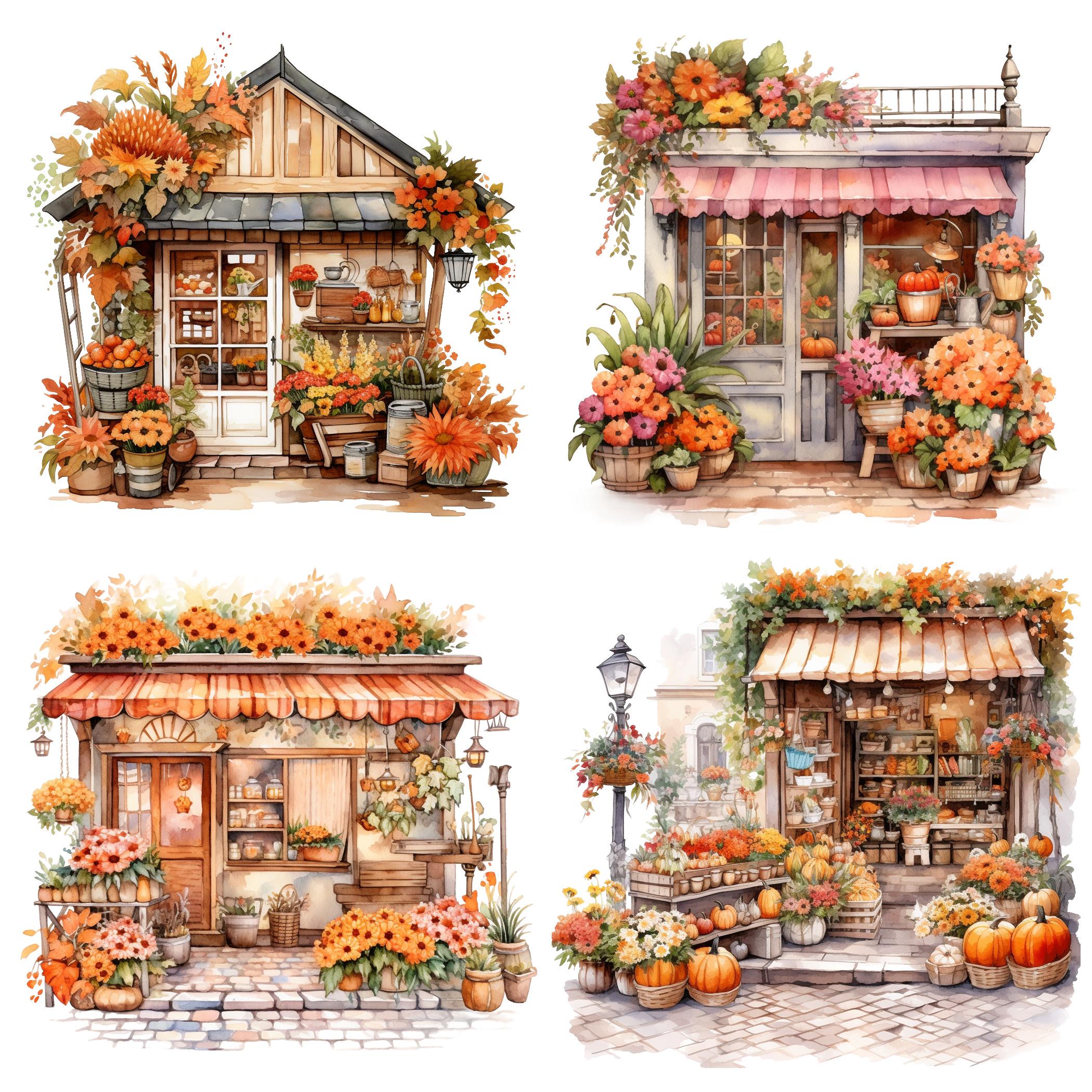 Starfall Flowe Rshop Watercolor Fall Flower Shop Clipart Bundle (PNG, Commercial Use) - Etsy