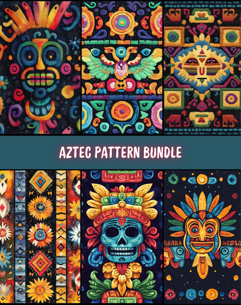 Aztec Design Seamless Pattern PNG Bundle, Watercolor Commercial Use ...