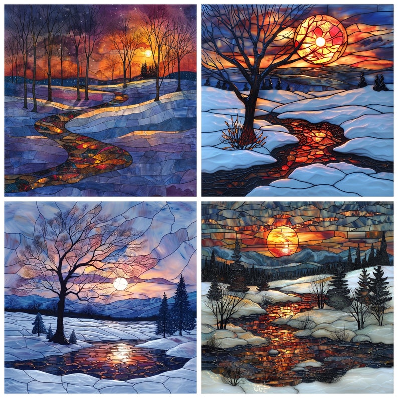 Stained Glass Winter PNG Clipart, 44 Watercolor Stained Glass Window