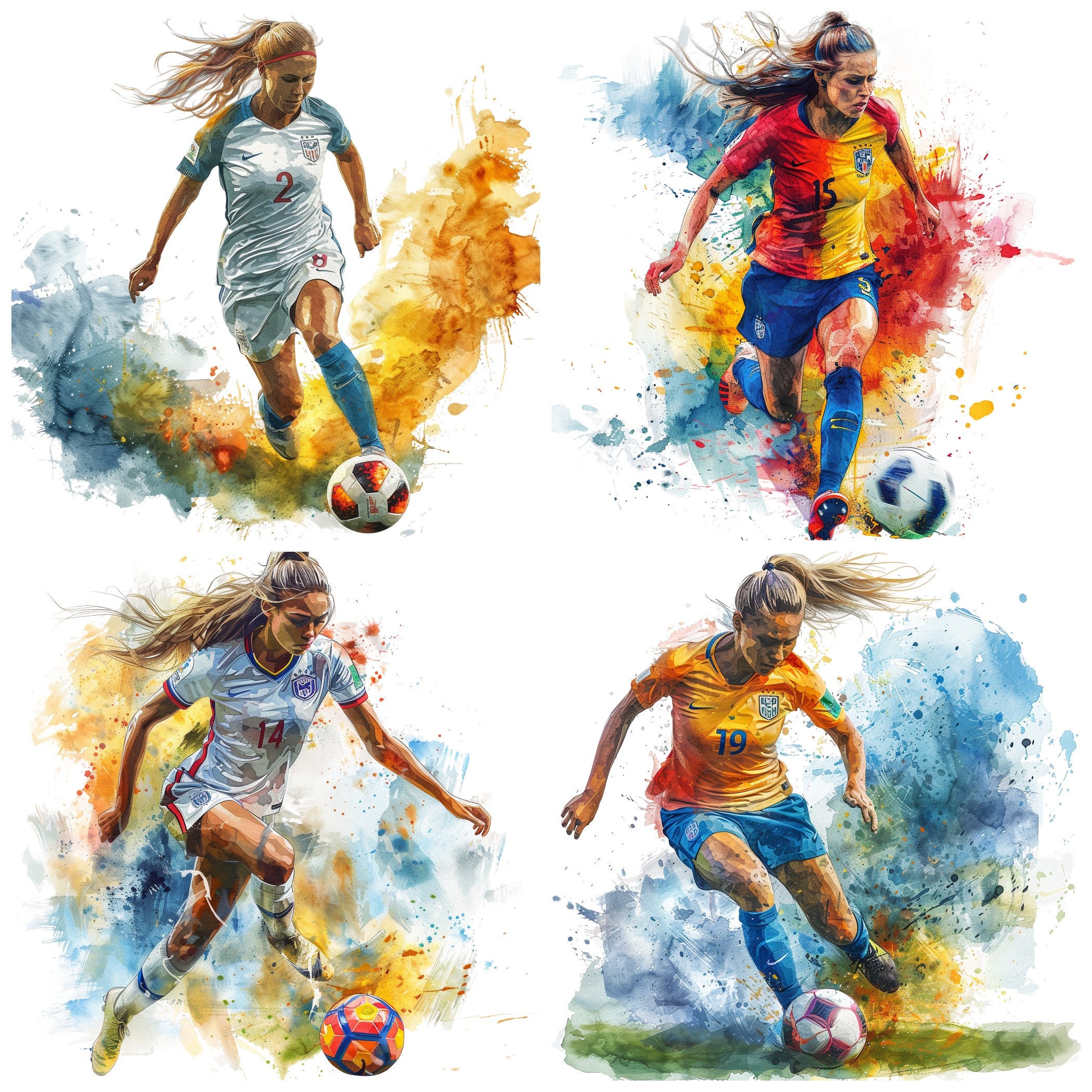 Woman Soccer PNG Clipart, Watercolor 42 Woman Soccer Player Snapshot ...